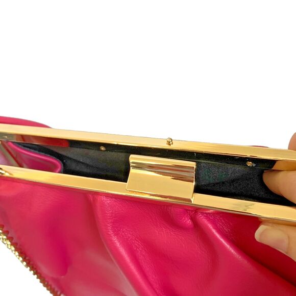 Fiordaliso Made In Italy Pink Leather Layered Clutch Crossbody Bag - Picture 15 of 16